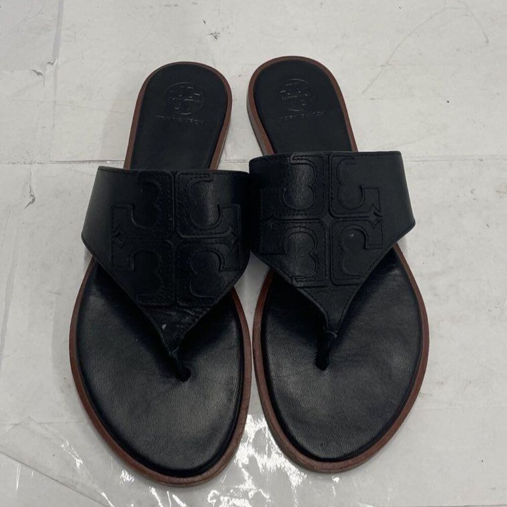 Tory Burch Women's Black Leather Sandals-size 8.5-VERY LIGHTLY USED
